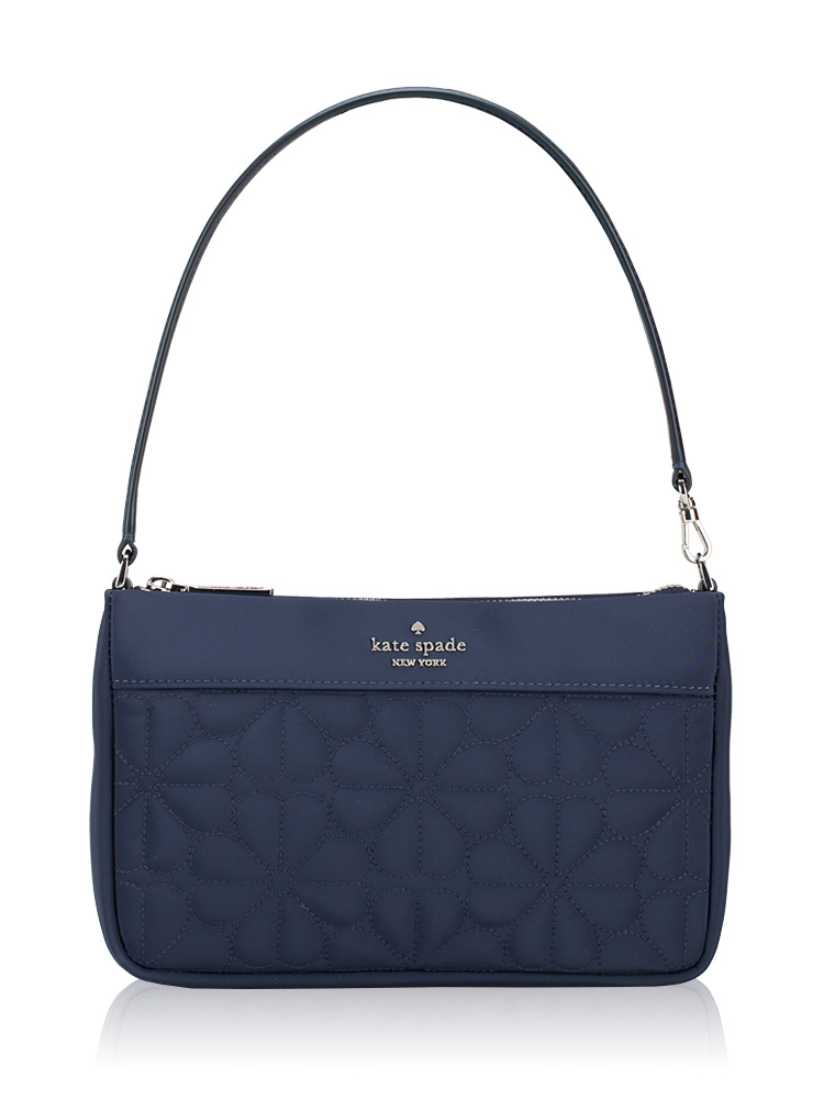 Flower Spade Quilted Nylon Convertible Wristlet Navy