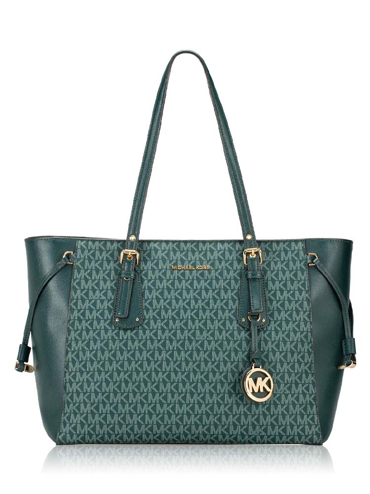 Signature Voyager Medium Zip Tote Green