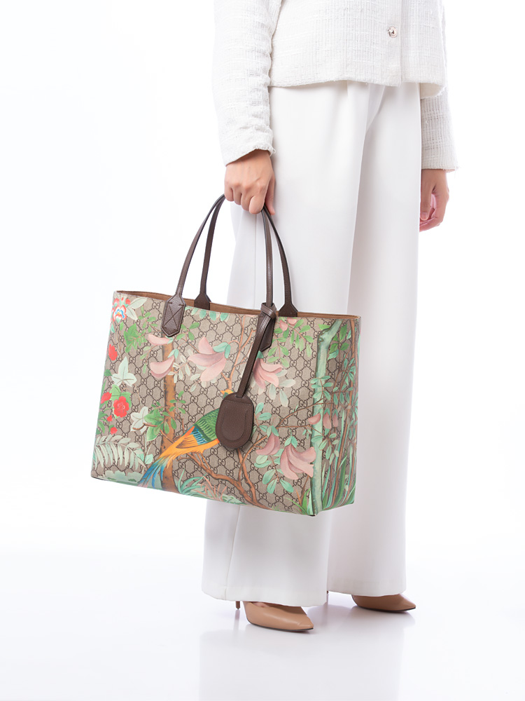 GG Supreme Tian Large Tote Beige Ebony