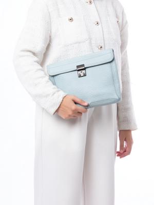 3.1 Textured Calfskin Pashli Clutch Light Blue