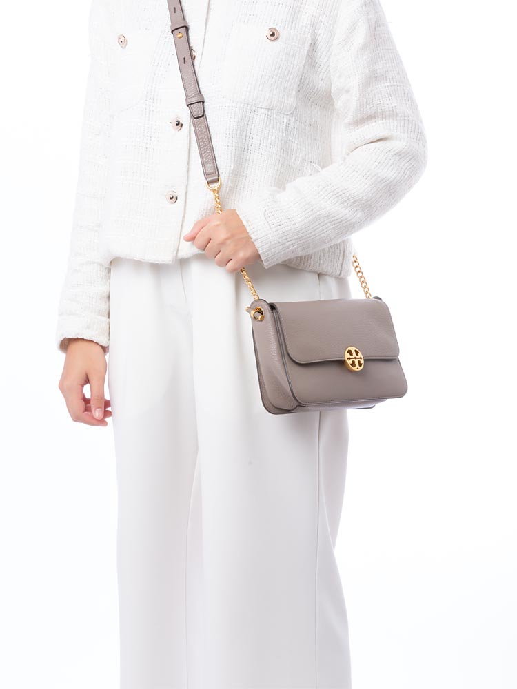 Chelsea Leather Crossbody Grey Heron