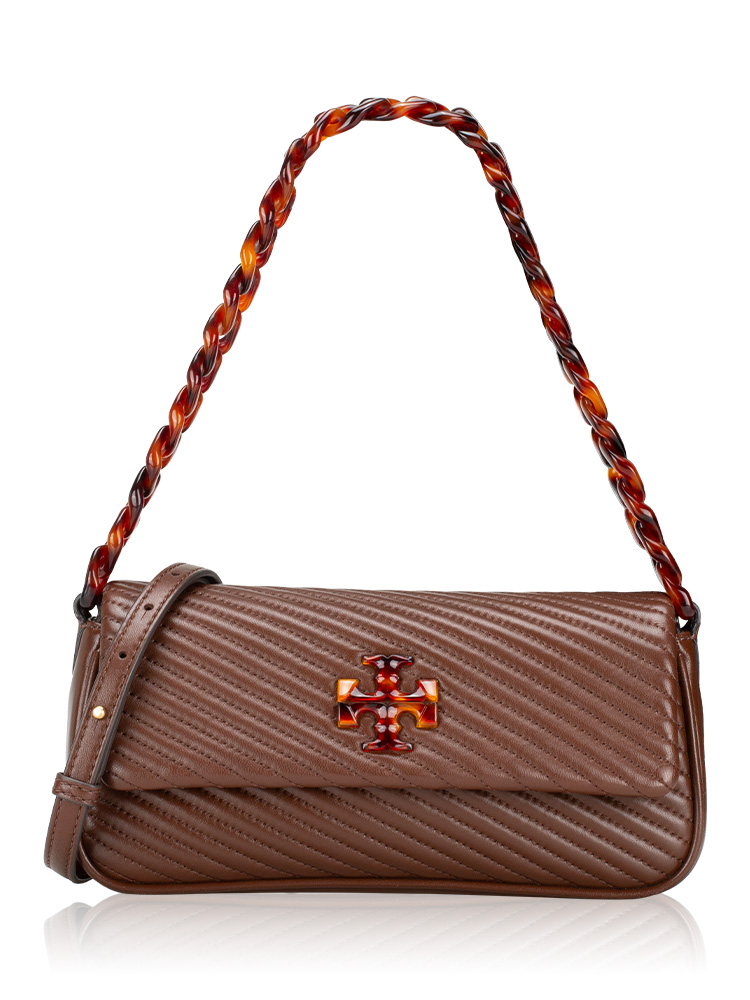 Kira Moto Quilt Small Shoulder Bag Hickory Brown