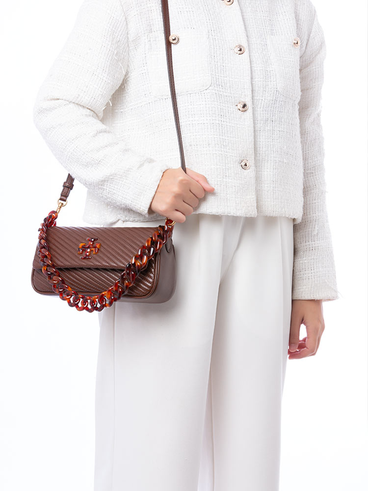 Kira Moto Quilt Small Shoulder Bag Hickory Brown