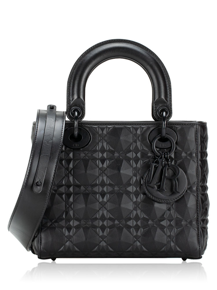 Calfskin Cannage Diamond Small My ABCDior Lady Dior Black