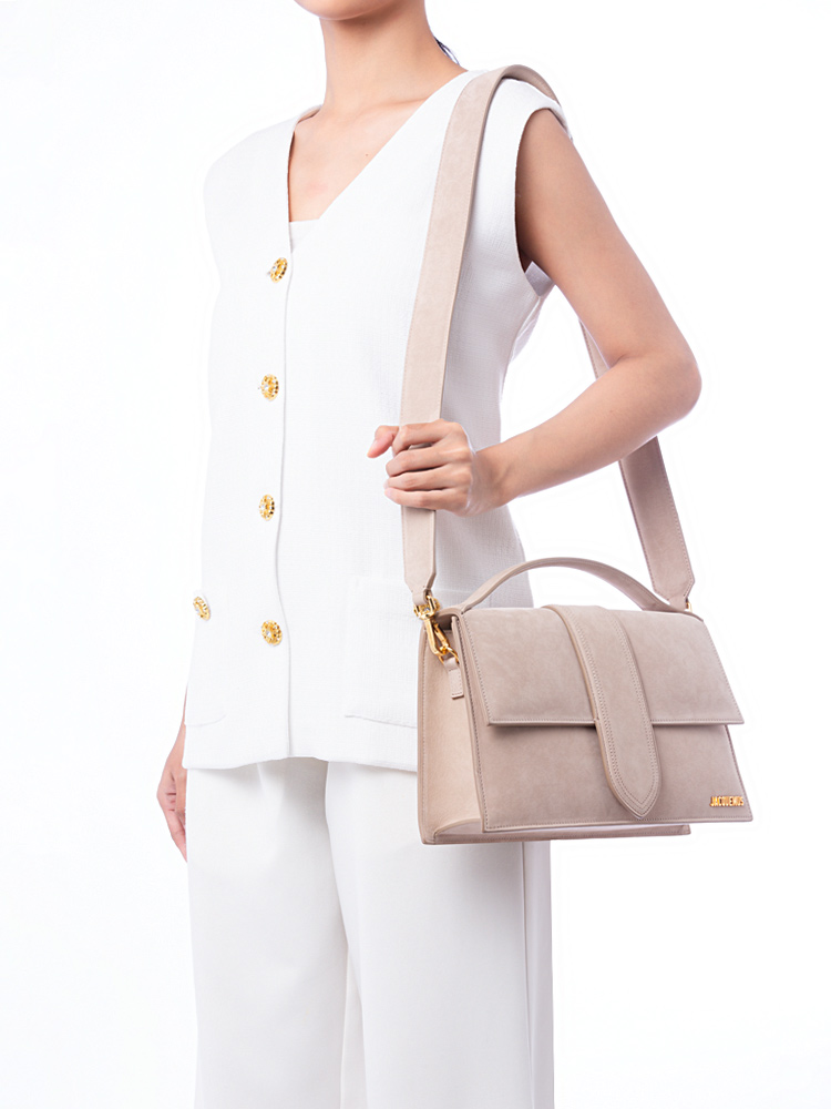 Nubuck Le Bambinou Flap Bag Dark Beige