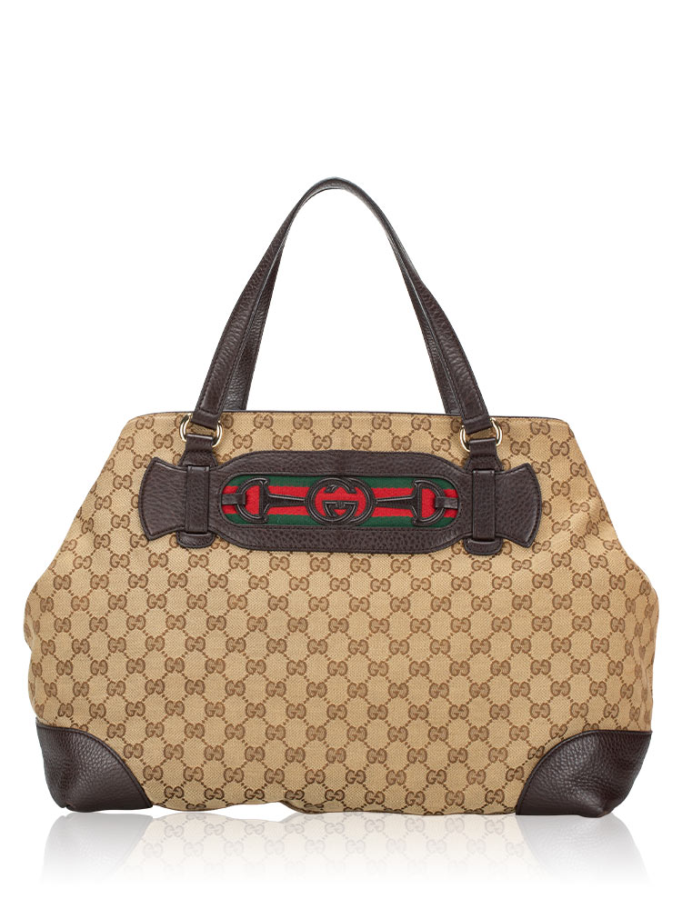 GG Canvas Dressage Tote Beige Ebony