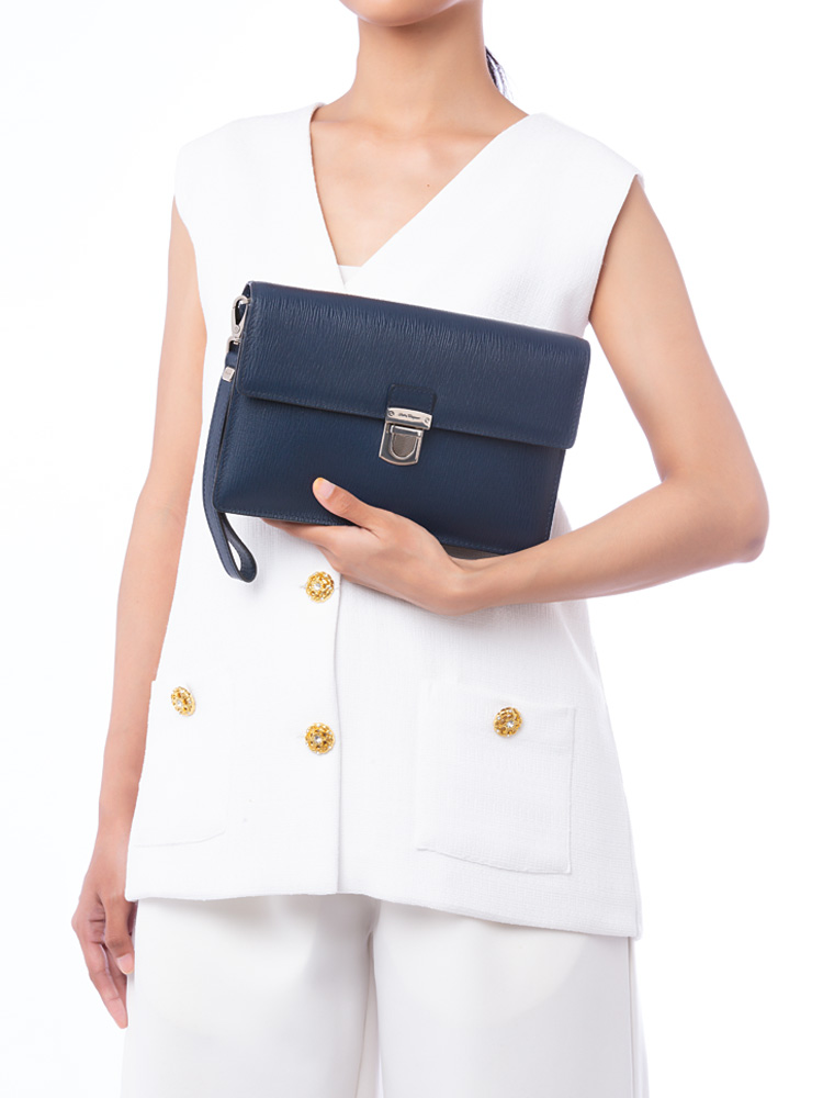 Calfskin Revival Wrist Pouch Ultra Marine