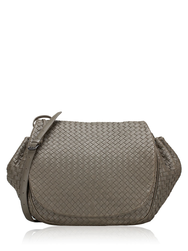 Nappa Intrecciato Flap Messenger Grey