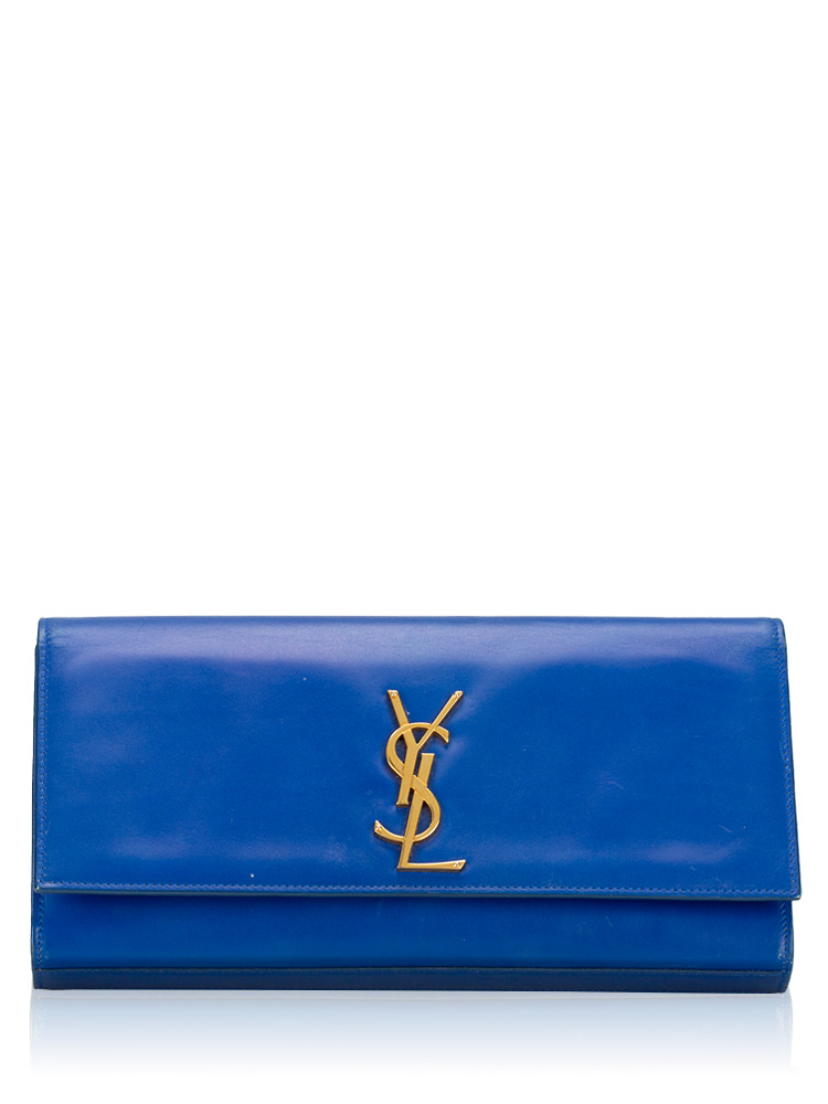 Smooth Calfskin Monogram Cassandre Clutch Blue