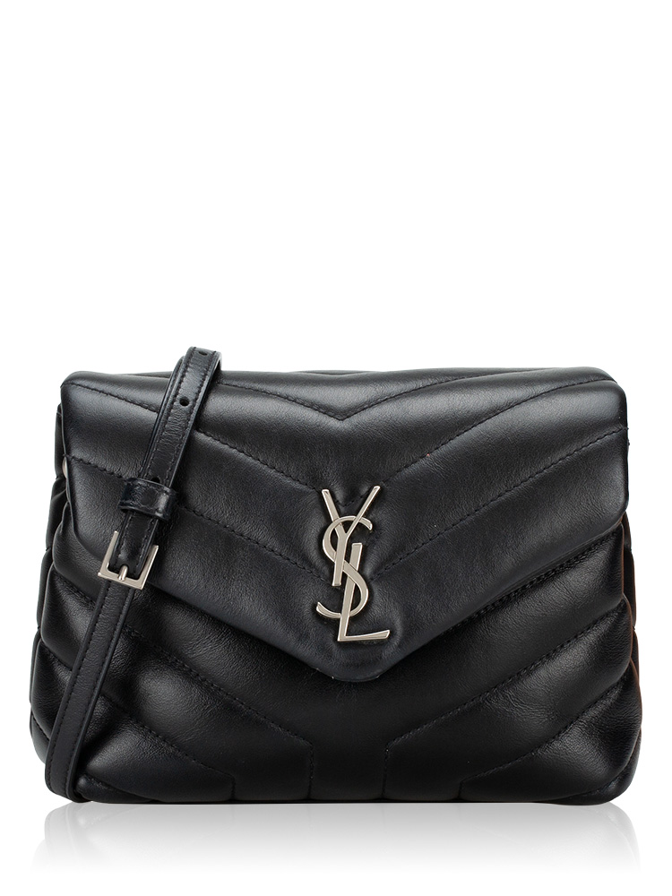 Calfskin Y Quilted Monogram Loulou Toy Crossbody Black