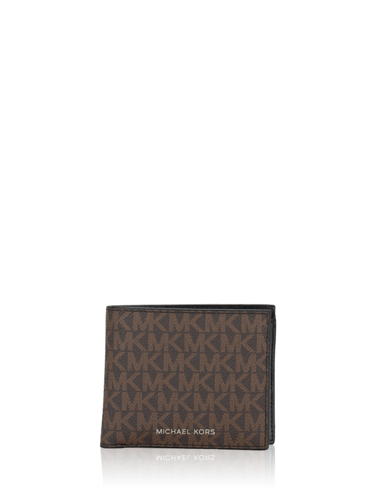 Men Signature Greyson Billfold Wallet With Coin Pocket Brown Black