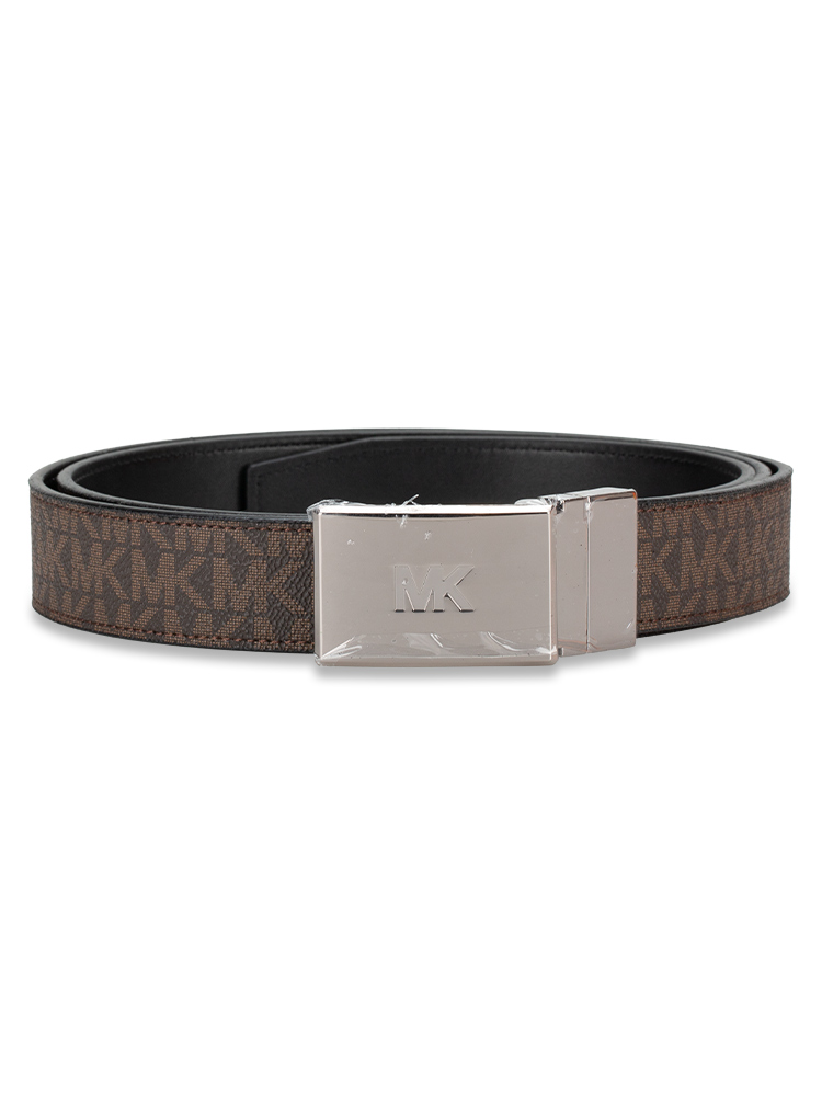 Men Signature Reversible 34mm Plaque Belt Brown Black