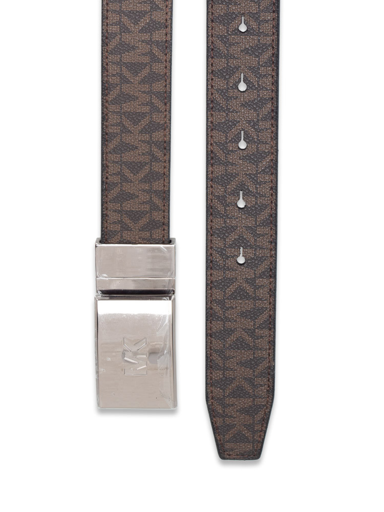 Men Signature Reversible 34mm Plaque Belt Brown Black