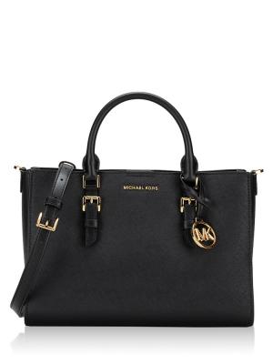 Sally Saffiano 2 in 1 Medium Satchel With Crossbody Black