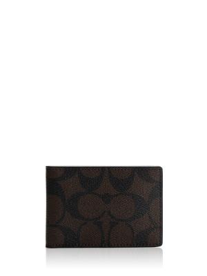 Men CM166 Signature Compact Billfold Mahogany Black