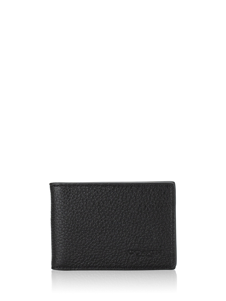 Men CM167 Leather Compact Billfold Wallet Black