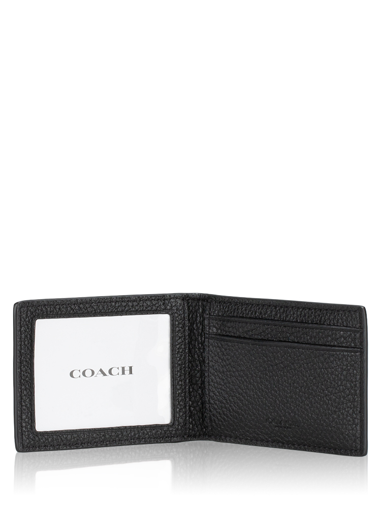 Men CM167 Leather Compact Billfold Wallet Black