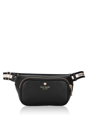 Emma Pebbled Leather Belt Bag Black