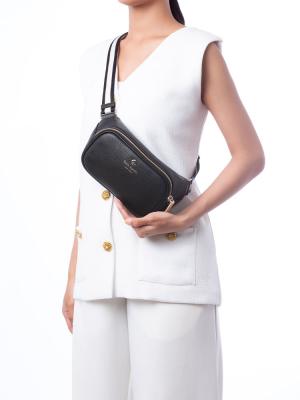 Emma Pebbled Leather Belt Bag Black