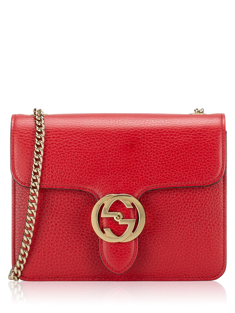 Dollar Calfskin Interlocking G Small Shoulder Bag Red