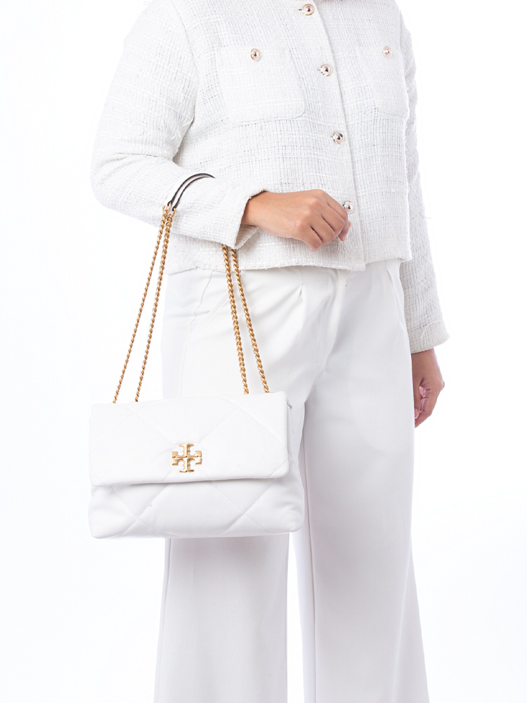 Kira Diamond Quilt Convertible Shoulder Bag Blanc