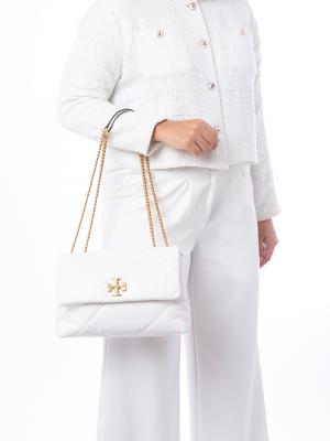 Kira Diamond Quilt Convertible Shoulder Bag Blanc