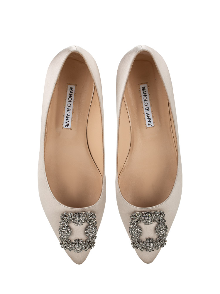 Hangisi Satin Flats Light Grey Sz 39.5