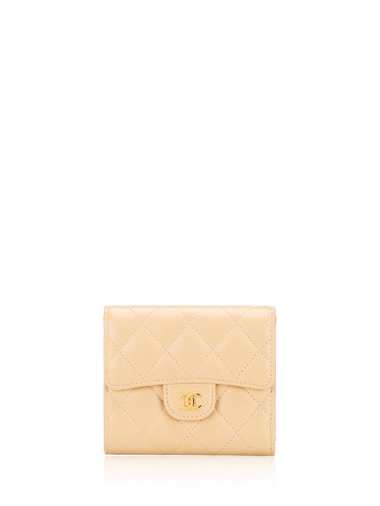 Caviar Classic Trifold Wallet Beige Clair