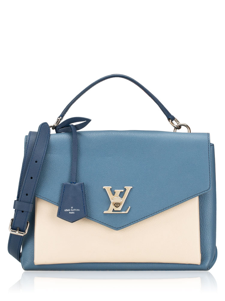 Soft Calfskin My Lockme Top Handle Blue Jean Creme