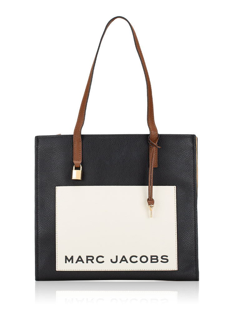 4R4HTT033H01 Grind Colorblock Leather Tote Black Multi