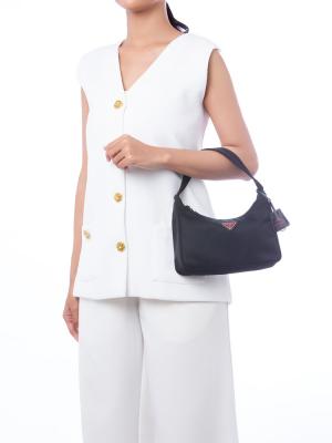 1NE515 Tessuto Re-Edition 2000 Mini Hobo Nero Fuoco