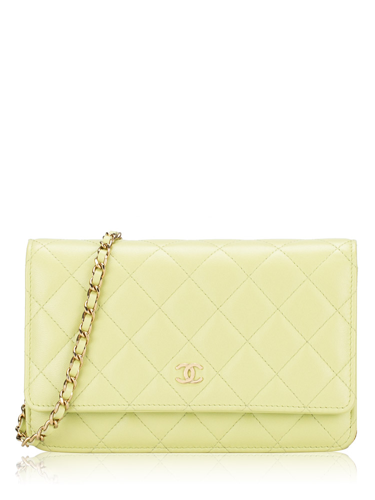 Lambskin Wallet On Chain WOC Lime