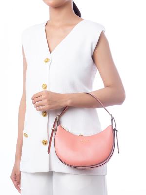 Nova Crescent Leather Shoulder Bag Terracotta