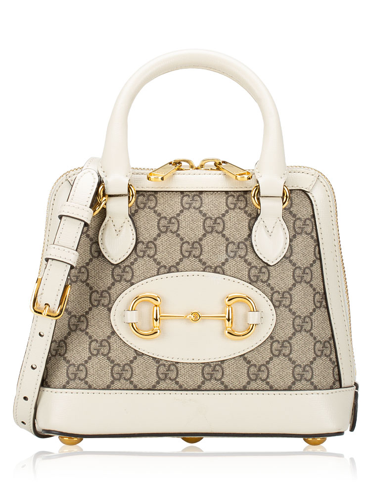 GG Supreme Calfskin Horsebit 1955 Mini Top Handle Bag Beige Mystic White