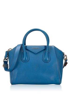 Sugar Goatskin Small Antigona Indigo Blue