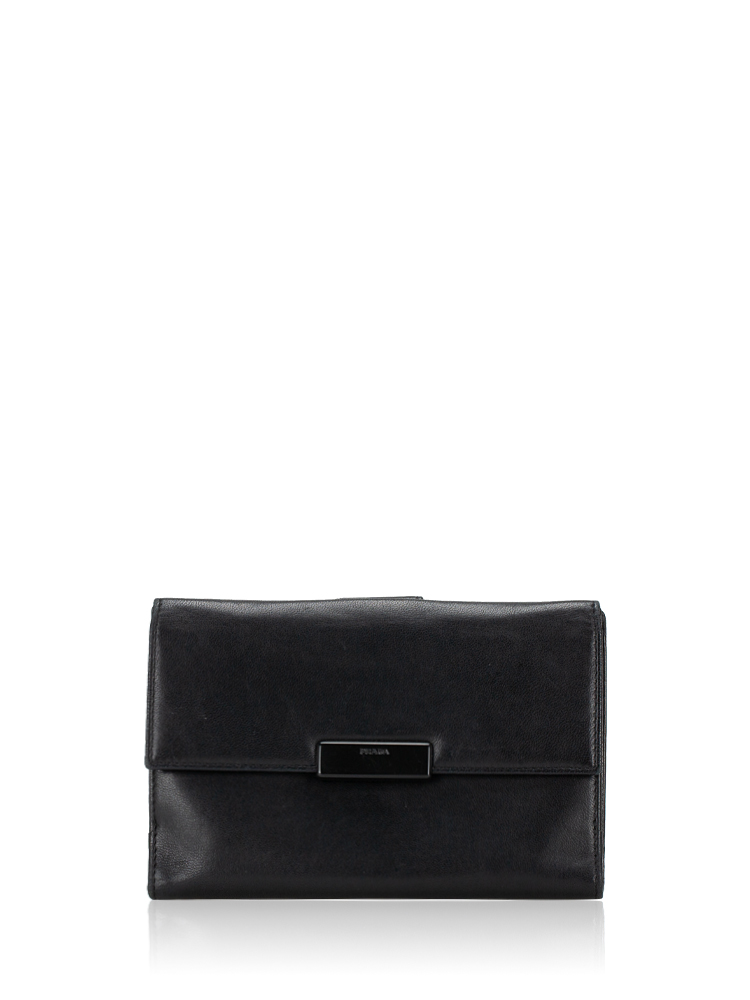 Vitello Smalto Continental Wallet Nero