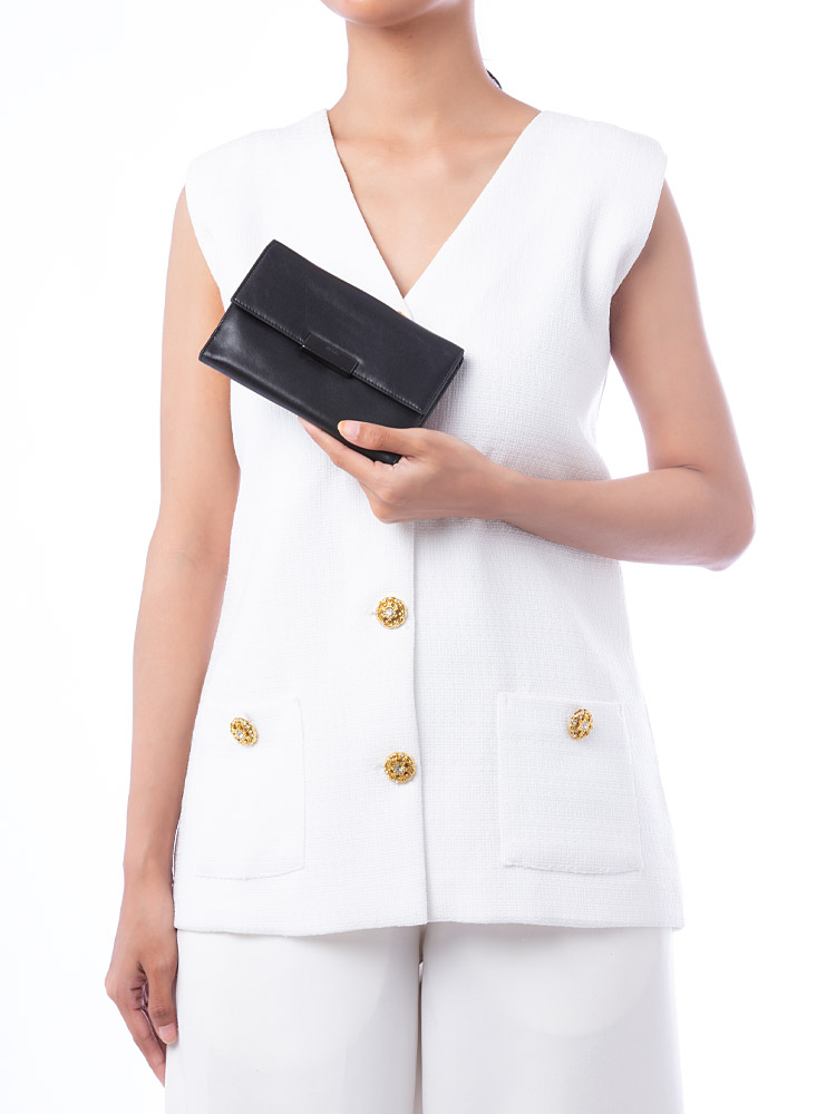 Vitello Smalto Continental Wallet Nero