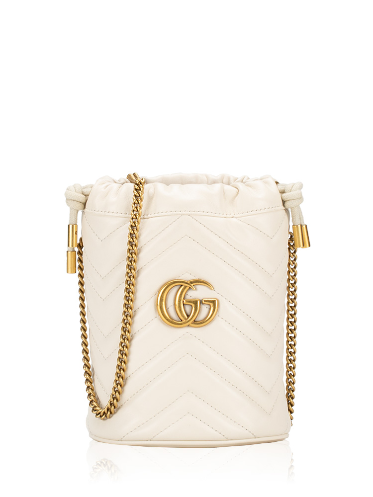 GG Marmont Matelasse Mini 2.0 Bucket Bag Mystic White