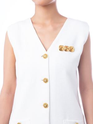 Vintage Triple CC Logo Brooch Gold