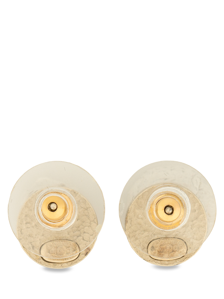 Vintage CC Small Pearl Stud Earrings Silver