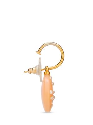 Vintage Resin with Pearl CC Pierce Drop Earrings Pink