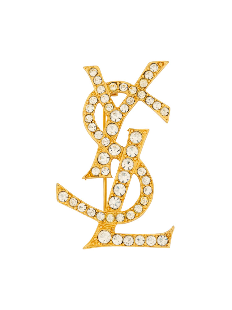 Vintage Cassandre Rhinestone Brooch Gold