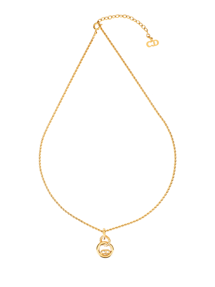 Vintage Round CD Necklace Gold