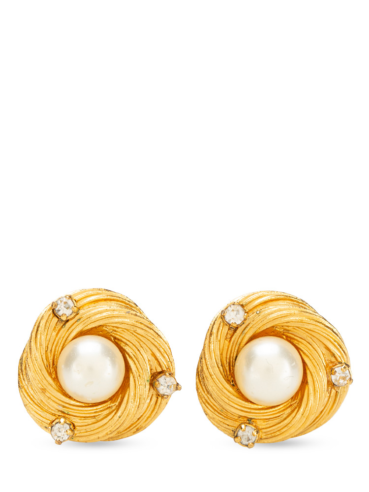 Vintage Twist Pearl Clip On Earrings Gold