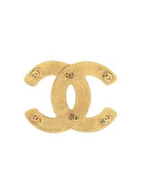 Vintage Mini CC Brooch Matte Gold