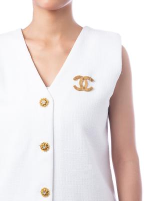 Vintage Mini CC Brooch Matte Gold