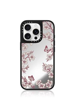 Pink Sakura Garden iPhone 16 Pro Mirror Case Silver Black