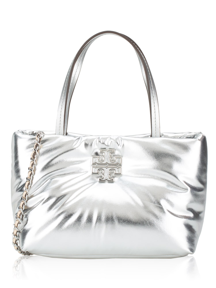 Britten Metallic Puffy Mini Tote Silver