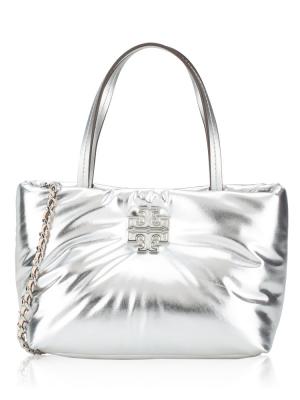 Britten Metallic Puffy Mini Tote Silver