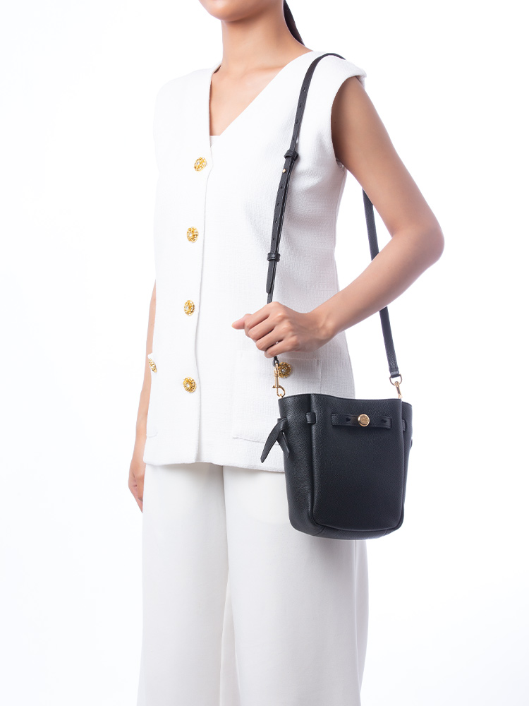 Romy Leather Small Crossbody Black